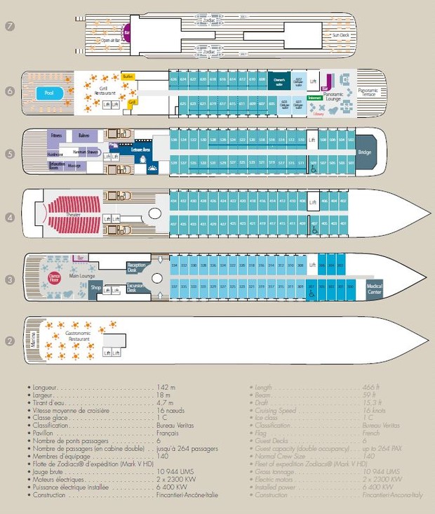 Cabin layout for Le Lyrial