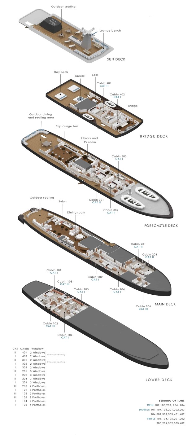 Cabin layout for Aqua Blu