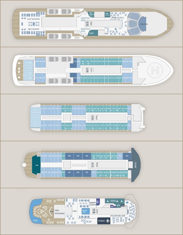 Cabin layout for Le Commandant-Charcot