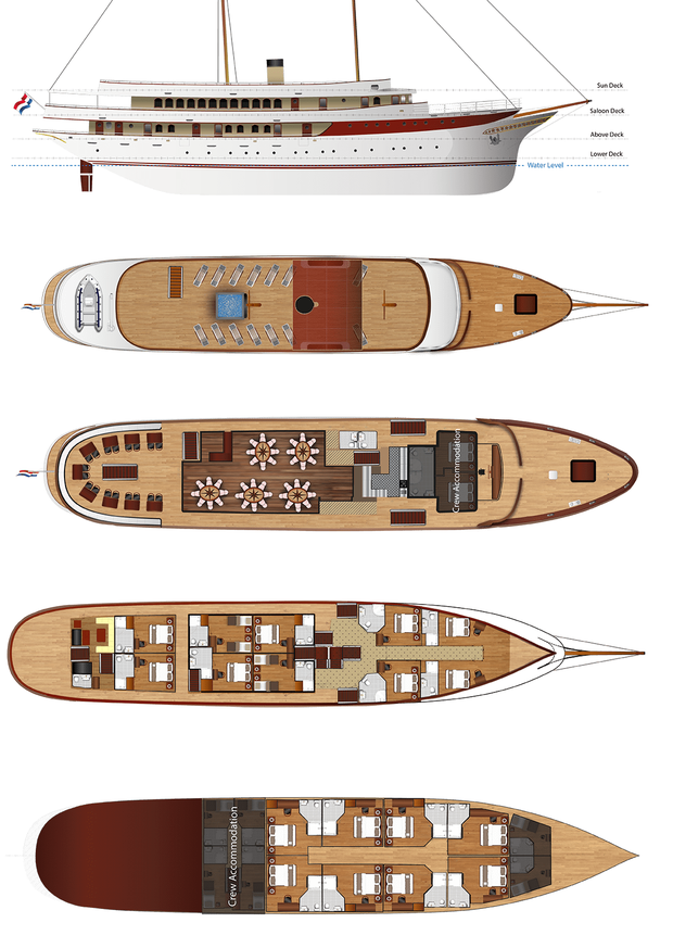 Cabin layout for Queen Jelena