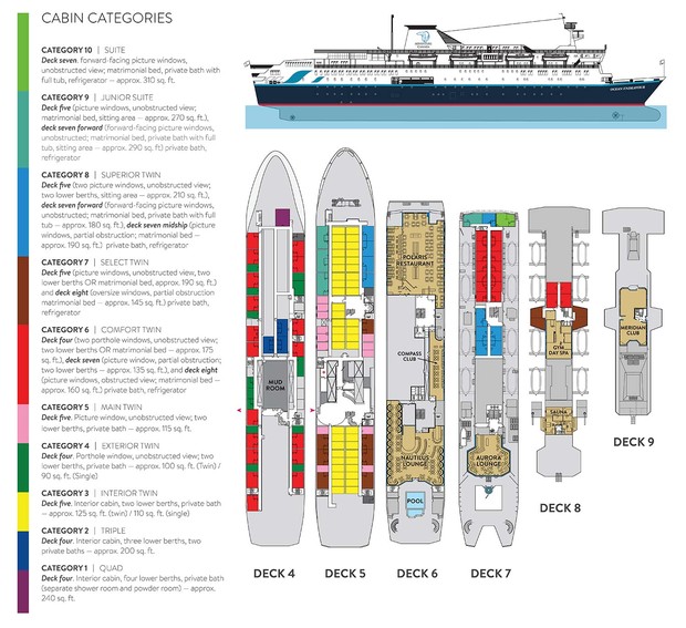 Cabin layout for Ocean Endeavour