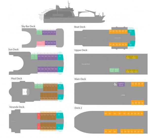 Cabin layout for Aranui 5