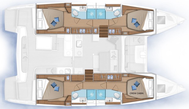 Cabin layout for Naya Lagoon 46 Catamaran