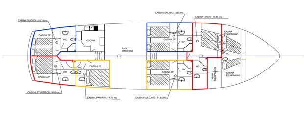 Cabin layout for Donna Marisa Gulet