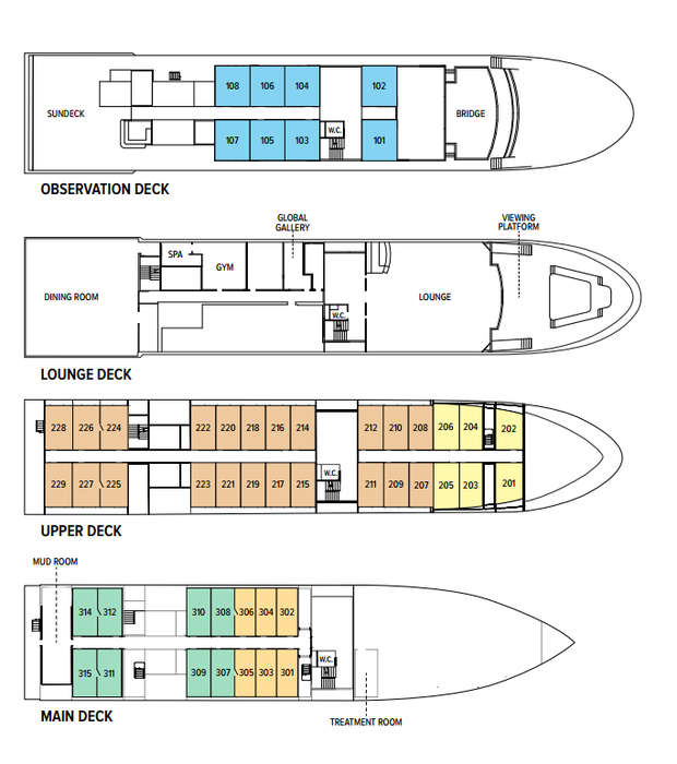 Cabin layout for National Geographic Quest