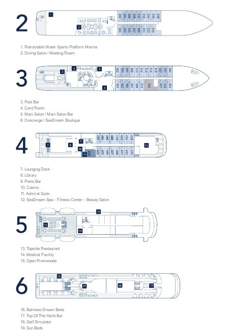 Cabin layout for Sea Dream I & II