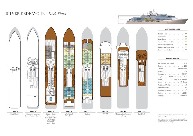 Cabin layout for Silver Endeavour